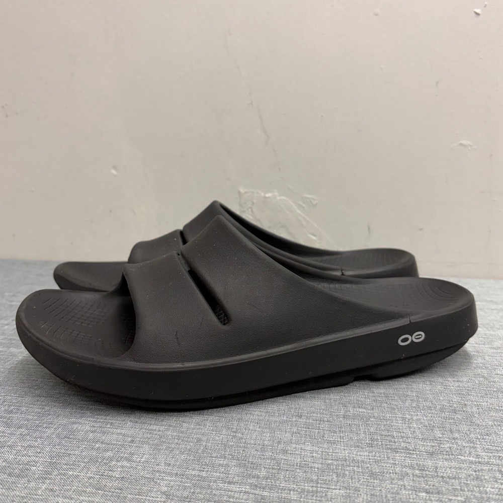 Oofos OOahh Slide Sandals Mens 12 Black Recovery Comfort Athletic Footwear